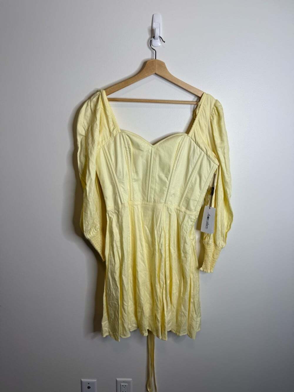 Corset story Yellow Long Sleeve Sweetheart Neck Mini Dress 34”